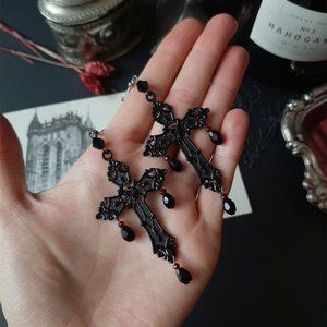 Cross gothic dark ankh cross earrings European and American ornaments